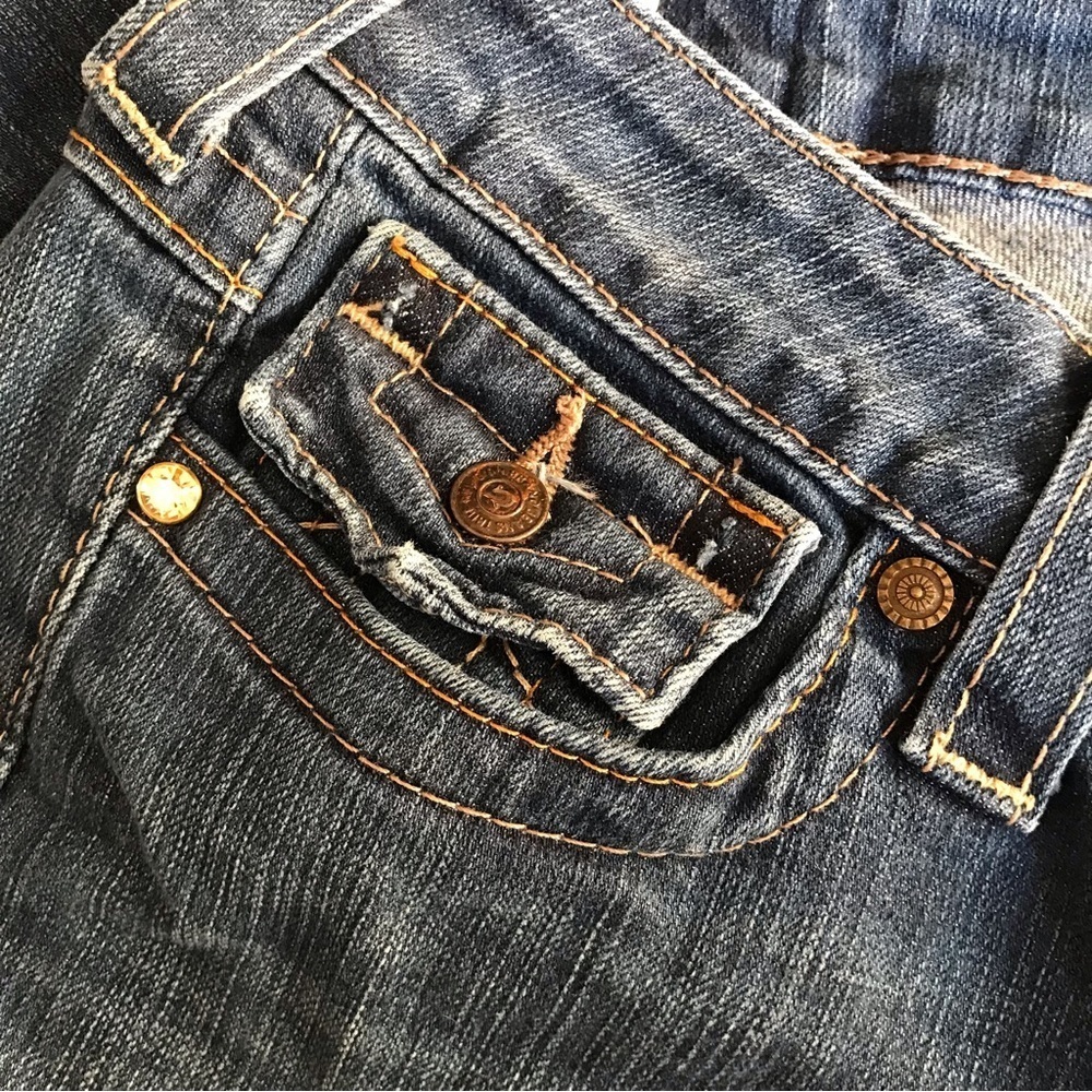 True Religion Jeans Blingy buttons amber rhinestones Y2K - Picture 10 of 13